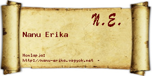 Nanu Erika névjegykártya